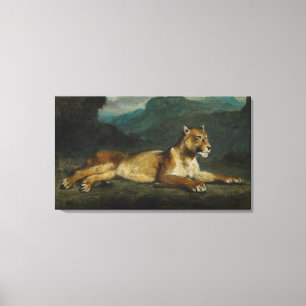 Toile Lionne reposant, c.1855 (huile sur le panneau)