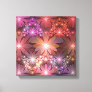 Toile Lit De Fleurs Coloré Brillant Art Fractal Abstrait