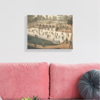 Toile Lithographie de patinage sur glace d'hiver victori
