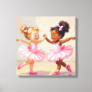 Toile Little Ballerinas Dancing Cute Illustration