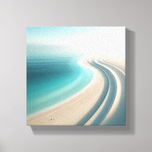 Toile Littoral Brumeux Minimaliste avec Courbe de Sable