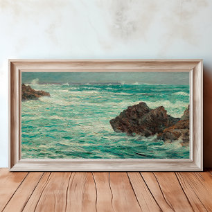 Toile Littoral Rocheux vintage Océan Nautique
