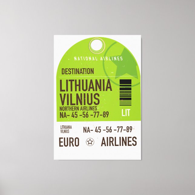Toile Lituanie Vilnius billet de voyage (Recto)