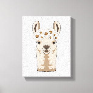 Toile Llama aux fleurs blanches
