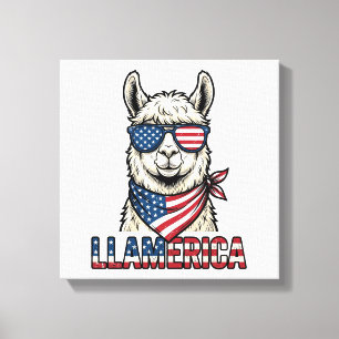 Toile Llamerica Llama Patriotique Design Vector Vintage_