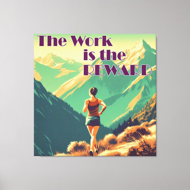 Toile L'Oeuvre Est La Récompense Femme Runner Mountains (Recto)