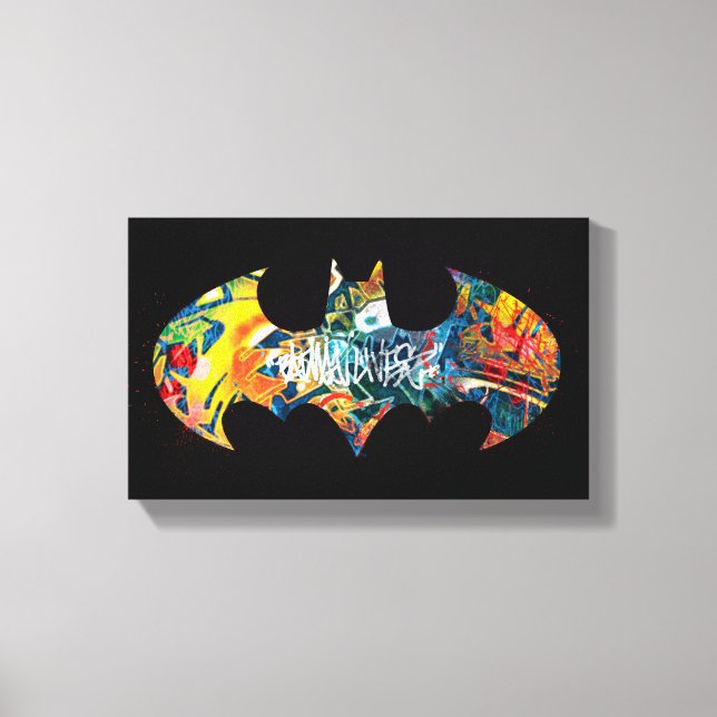 Toile Logo Batman Graffiti Neon 80's (Recto)