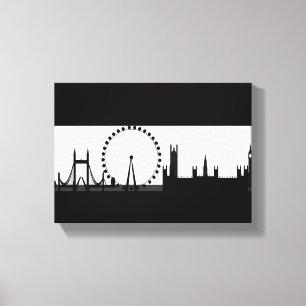 Toile London Eye City Skyline Black & White Canvas Impri