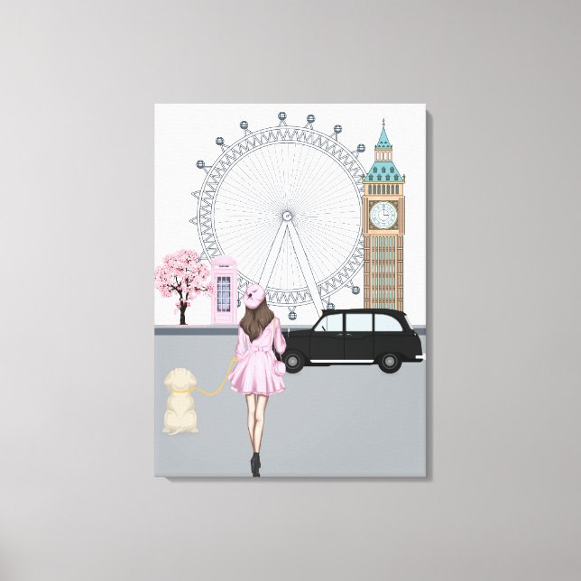 Toile London Girl with Dog in the City (Recto)