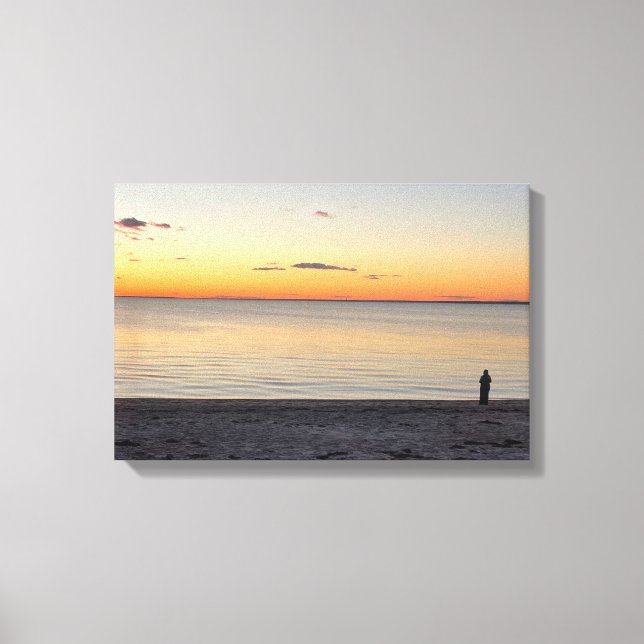 Toile Lone Figure Standing on Beach Canvas Print (Recto)