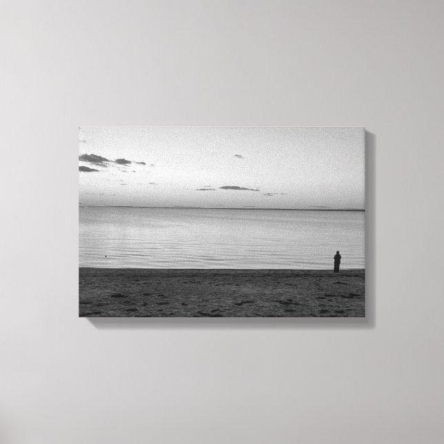 Toile Lone Figure Standing on Beach Canvas Print (Recto)