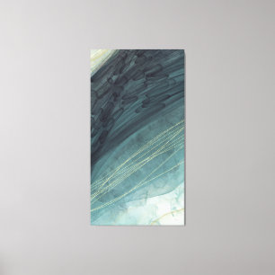 Toile Longue Verticale Abstraite Encre Peinture Or Turqu