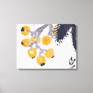 Toile Loquats et une sauterelle