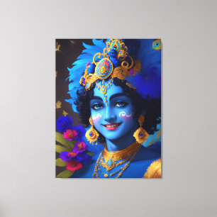 Toile Lord Shri Krishna Hindu Deity AI Généré