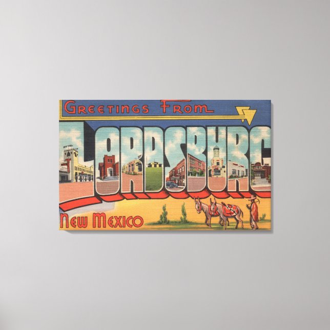 Toile Lordsburg, Nouveau-Mexique - Scènes de grandes let (Recto)