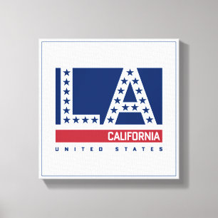 Toile Los Angeles, Californie   Ligne aérienne rouge, bl
