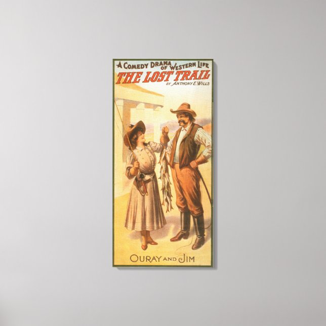 Toile Lost Trail Comedy - Woman Fishing Western (Recto)