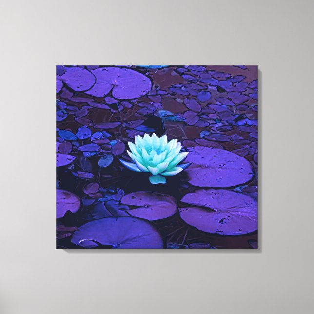 Toile Lotus Fleur Turquoise Purple Pond Zen (Recto)