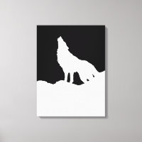 Loup d'art pop noir et blanc hurle à la lune