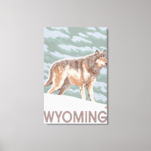 Toile Loup gris StandingWyoming
