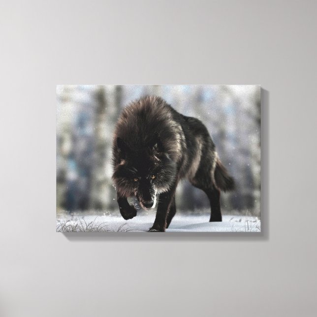 Toile Loup noir en colère (Recto)