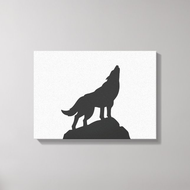 Toile loup silhouette hurler - Choisir la couleur arrièr (Recto)
