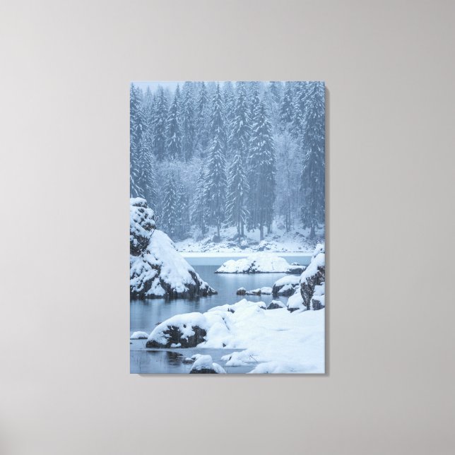 Toile Lourde chute de neige lac Fusine, Italie (Recto)