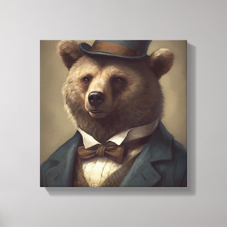 Toile L'ours en costume | Art animal | Animal en costume