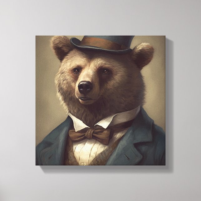 Toile L'ours en costume | Art animal | Animal en costume (Recto)
