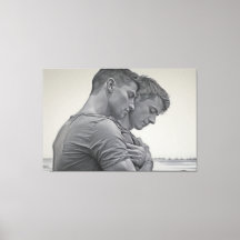 Love Gay Couple - Charcoal Sketch -