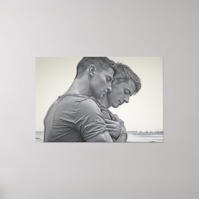 Toile Love Gay Couple - Charcoal Sketch - (Recto)