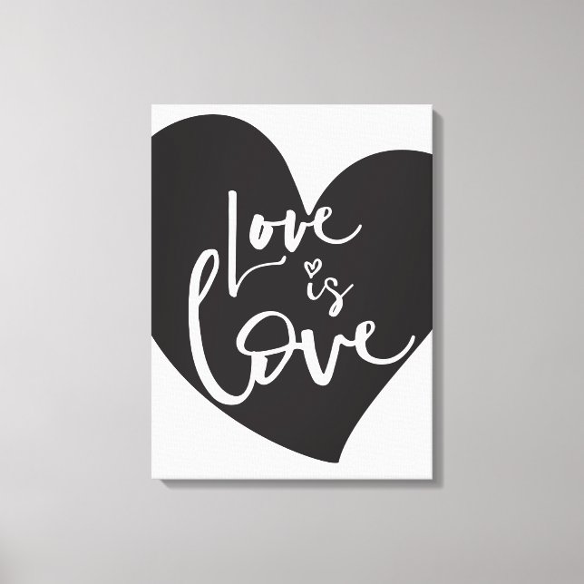 Toile LOVE IS LOVE LBGT coeur moderne blanc lettrage (Recto)