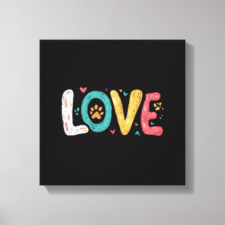 Toile LOVE Paw – Typographie Artistique pour Amoureux de