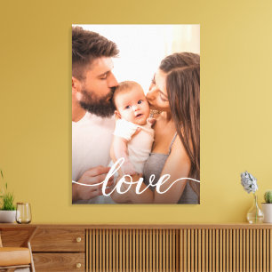 Toile Love Script Photo de famille personnalisée