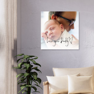 Toile Love You Daddy Script Heart Custom Photo Overlay C