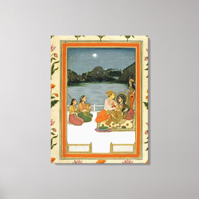 Toile Lovers on a terrace by a moonlit lake from the Sm (Recto)