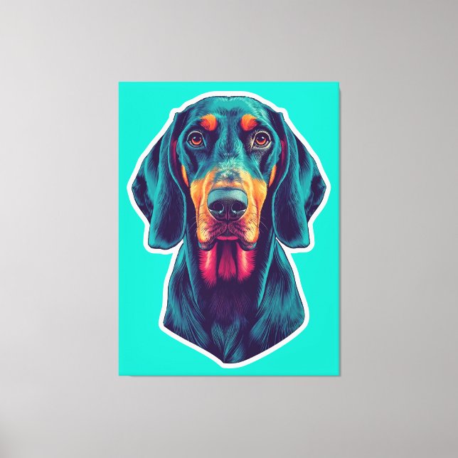 Toile Loyal Glow – Vibrant Bluetick Coonhound Pop Art (Recto)