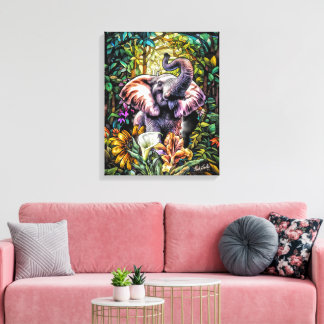 Toile Lucky Elephant Canvas Wall Art par NickysArt