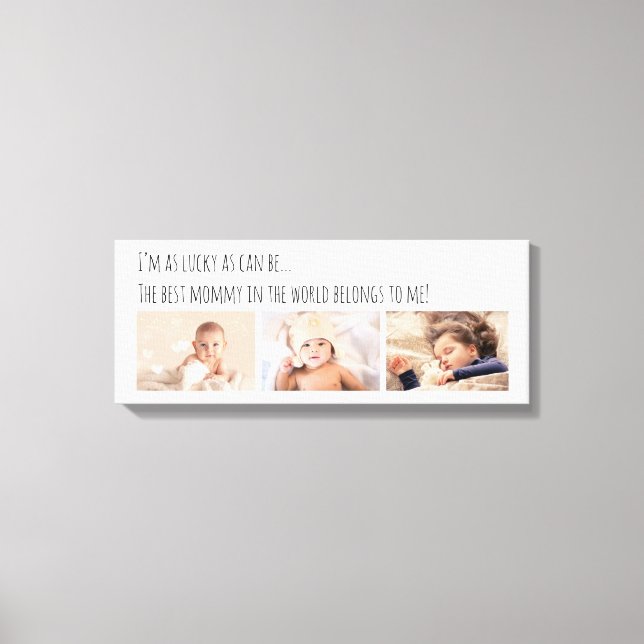 Toile Lucky Me Meilleures photos de maman Customisées (Recto)