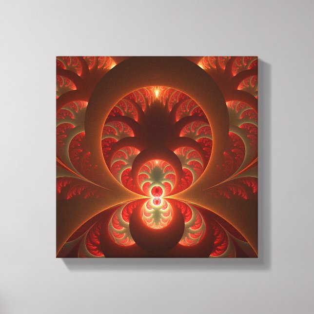 Toile Lumineuse Abstrait moderne orange rouge fractal (Recto)