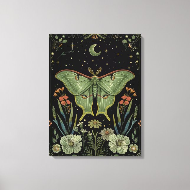 Toile luna Moth Gothique Aquarelle Art (Recto)