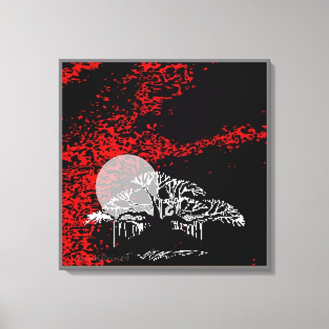 Toile Lune dans le ciel rouge (Recto)