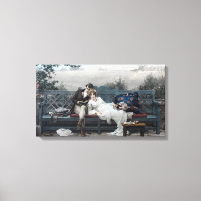 Toile Lune de miel (Mariée et salle sur un banc) (Recto)