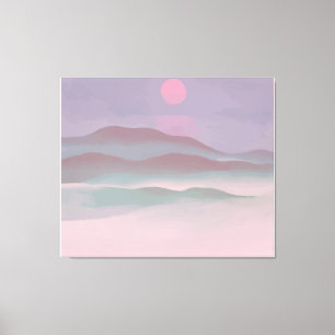 Toile Lune rose sur l'eau