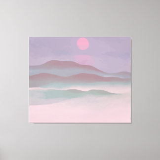 Toile Lune rose sur l'eau