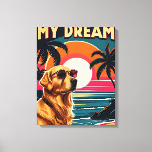 Toile Lunettes de soleil pour chien rétro Plage au couch