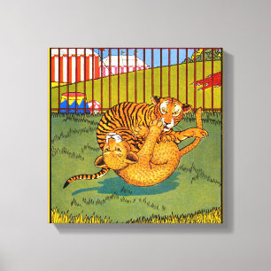 Toile lutte contre le tigre et le léopard