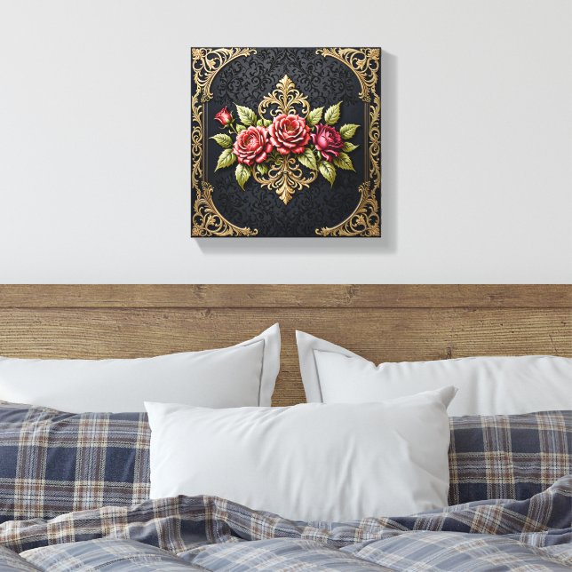 Toile Luxurious Antique Gold Victorian Frame & Deep Red  (Insitu(Chambre))