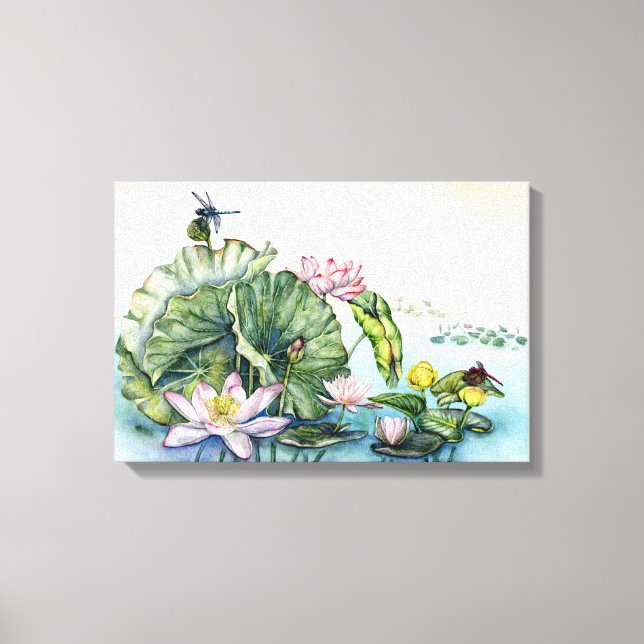 Toile Lys d'eau japonais et fleurs de Lotus (Recto)