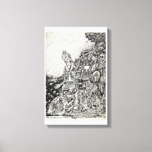 Toile Ma ville entraînée par le feu dans la mer.